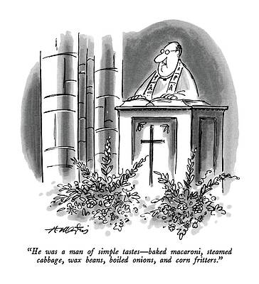 Simple Drawing - He Was A Man Of Simple Tastes  -  Baked Macaroni by Henry Martin