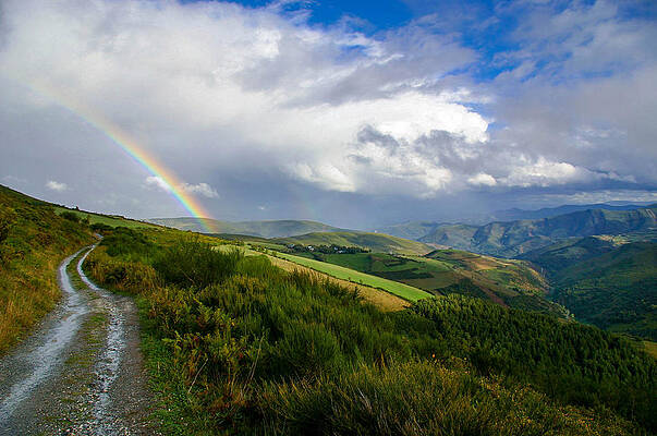 Rainbow Over Rolling Hills Photograph