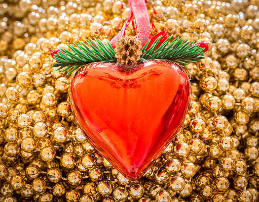 Modern Wall Art featuring the photograph Heart Shaped Christmas Decoration by Steven Heap