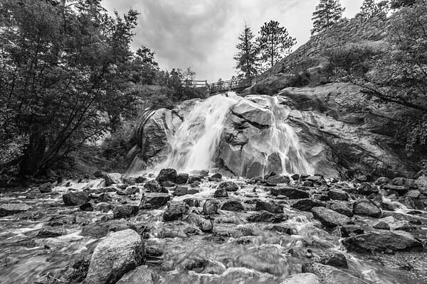 Nature Photograph - Helen Hunt Falls Visitor Center Black And White by Jeff Stoddart