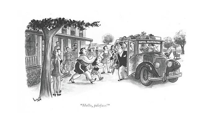 Humorous Hotel Arrival Scene Drawing