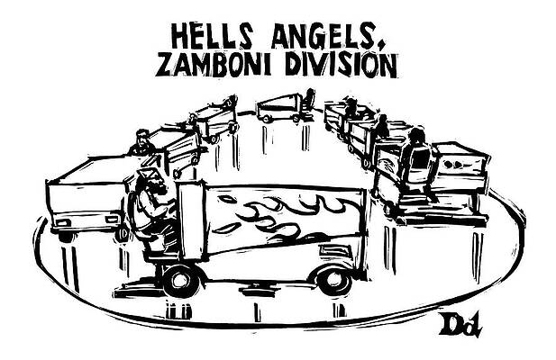 Hockey Drawing - Hells Angels by Drew Dernavich