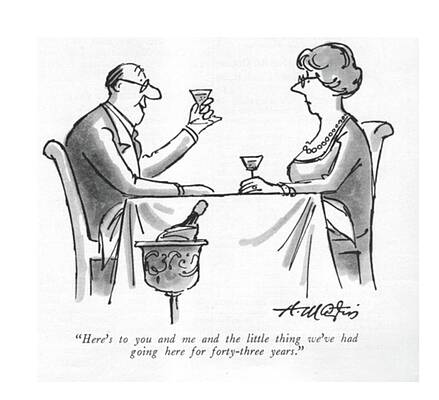 Couple Toasting at Dinner Table Drawing