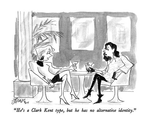 Character Wall Art featuring the drawing He's A Clark Kent Type by Edward Frascino