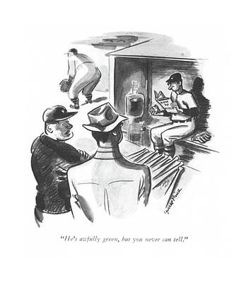 Bat Wall Art featuring the drawing He's Awfully Green by Garrett Price