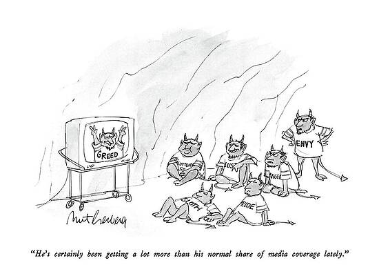 Envious Wall Art featuring the drawing He's Certainly Been Getting A Lot More Than by Mort Gerberg