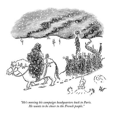 Paris Drawing - He's Moving His Campaign Headquarters Back by Frank Cotham