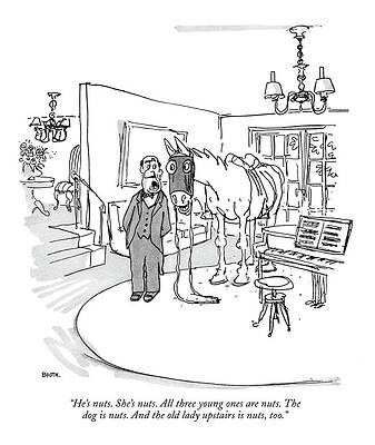 Childhood Drawing - He's Nuts. She's Nuts. All Three Young Ones by George Booth