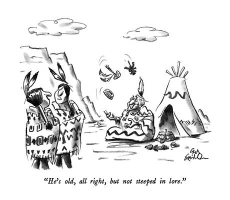 Native Drawing - He's Old, All Right, But Not Steeped In Lore by Ed Fisher