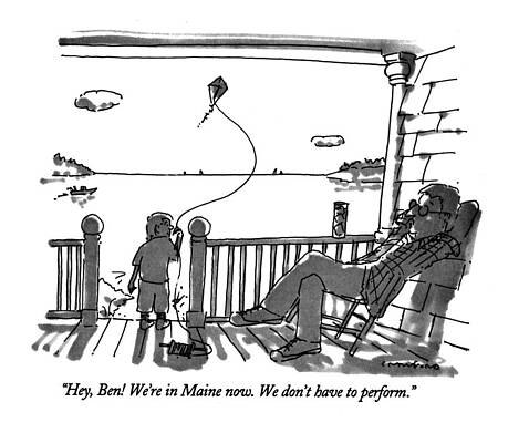 Relaxing on a Porch in Maine Drawing