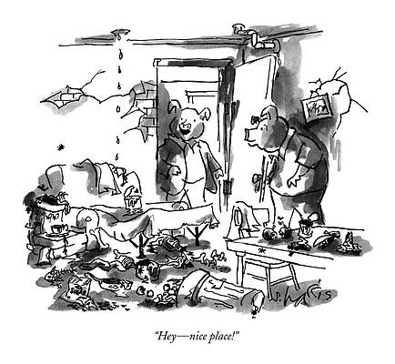 Pig Drawing - Hey - Nice Place! by Sidney Harris