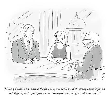 Contrast Wall Art featuring the drawing Hillary Clinton Has Passed The First Test by Kim Warp