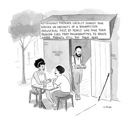 Hipster Café Satire Print