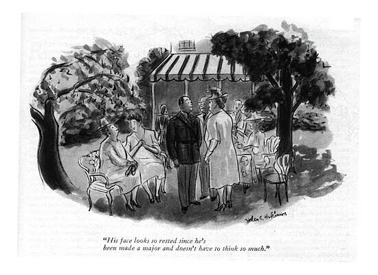 Combat Drawing - His Face Looks So Rested Since He's Been Made by Helen E. Hokinson