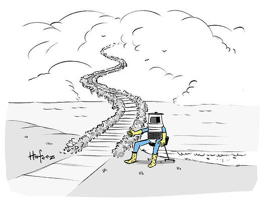 Sky Drawing - Hitchhiking To Heaven by Kaamran Hafeez