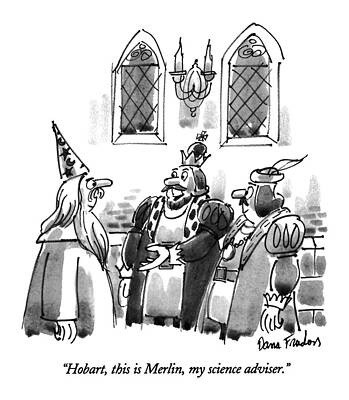 Science Drawing - Hobart, This Is Merlin, My Science Adviser by Dana Fradon