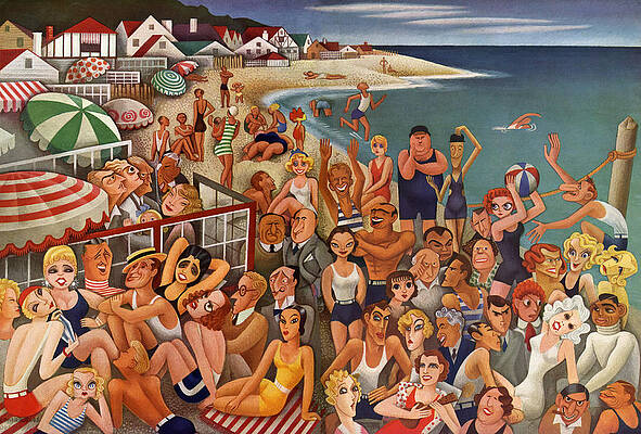 Lively Day at the Beach Wall Art