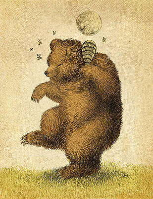 Dancing Bear Under the Moon Wall Art