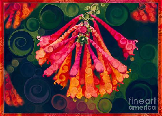 Wall Art featuring the painting Honeysuckle Bloom In An Abstract Garden Painting by Omaste Witkowski