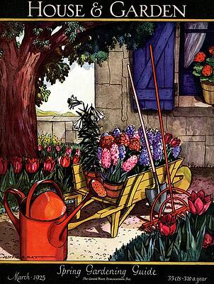 Watercolor Wall Art featuring the photograph House & Garden Cover Illustration Of Garden Scene by Joseph B. Platt