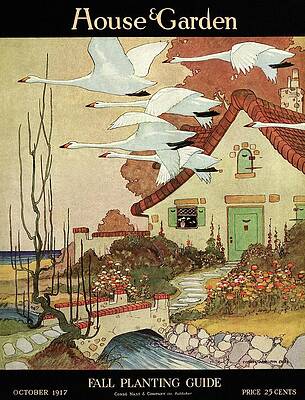 Geese Flying Over Cottage Wall Art