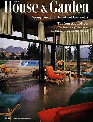 California Wall Art featuring the photograph House And Garden Featuring A Living Room by Julius Shulman