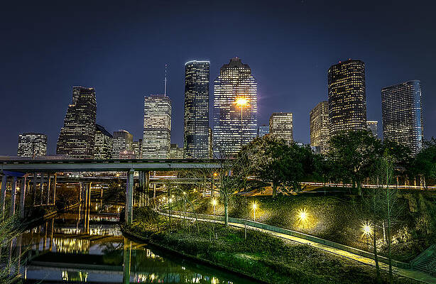 Nighttime Skyline of a Modern City Photograph