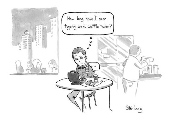 Computer Drawing - How Long Have I Been Typing On A Waffle Maker? by Avi Steinberg