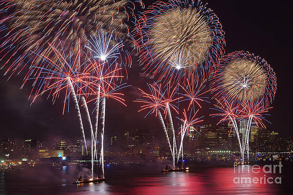 Wall Art featuring the photograph Hudson River Fireworks VIII by Clarence Holmes