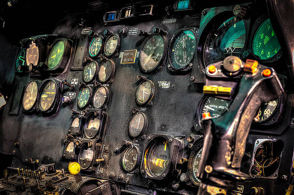 Vintage Aircraft Cockpit Instruments Wall Art