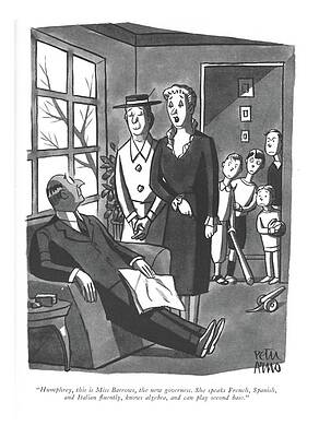 Round Drawing - Humphrey, This Is Miss Barrows, The New by Peter Arno