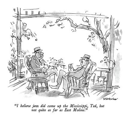 Jazz Wall Art featuring the drawing I Believe Jazz Did Come Up The Mississippi by James Stevenson