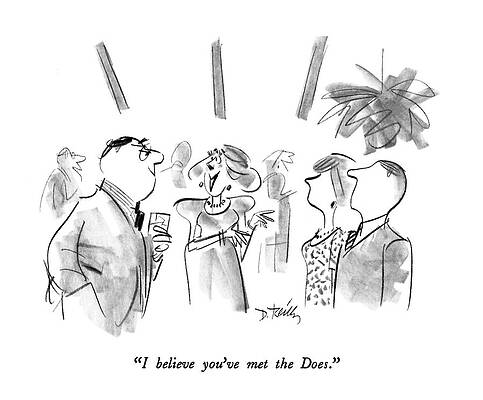 Name Wall Art featuring the drawing I Believe You've Met The Does by Donald Reilly