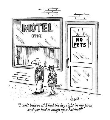 Paw Wall Art featuring the drawing I Can't Believe It!  I Had The Key Right by Tom Cheney