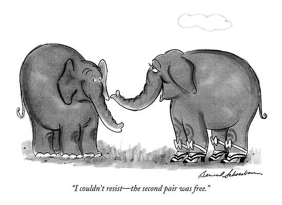 Fashion Drawing - I Couldn't Resist - The Second Pair Was Free by Bernard Schoenbaum