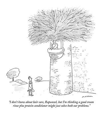 Thinking Wall Art featuring the drawing ?i Don?t Know About Hair Care by Michael Maslin