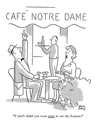 Humorous Scene at Café Notre Dame Drawing