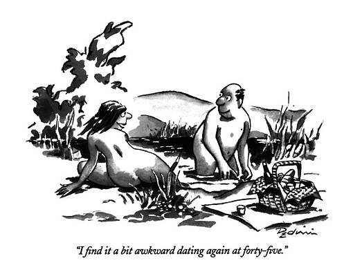 Naked Drawing - I Find It A Bit Awkward Dating by Eldon Dedini