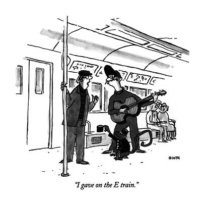 Monkey Drawing - I Gave On The E Train by George Booth