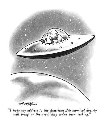 Alien Wall Art featuring the drawing I Hope My Address To The American Astronomical by Henry Martin