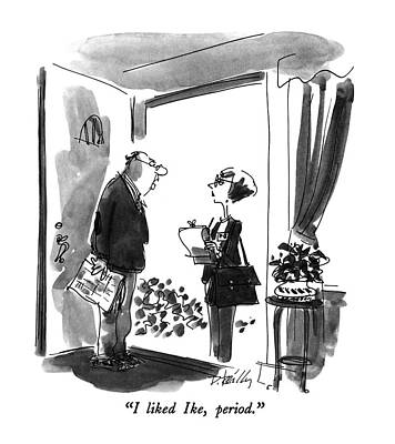 Celebrity Wall Art featuring the drawing I Liked Ike by Donald Reilly