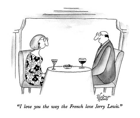 Celebrity Wall Art featuring the drawing I Love You The Way The French Love Jerry Lewis by Victoria Roberts