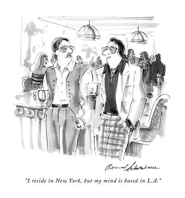 California Wall Art featuring the drawing I Reside In New York by Bernard Schoenbaum