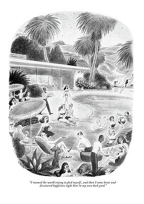 Luxurious Poolside Gathering in Resort Wall Art