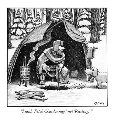 Winter Camp and Conversing Dog Drawing