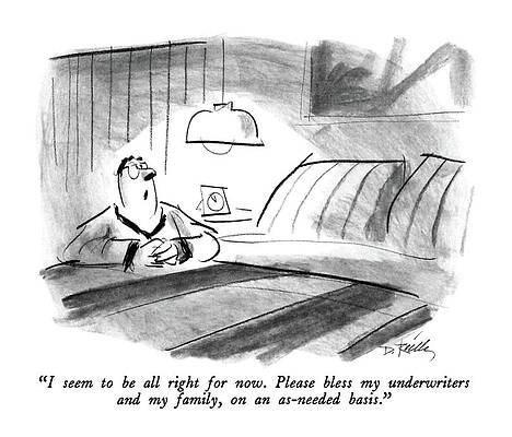 Prayer Drawing - I Seem To Be All Right For Now. Please Bless by Donald Reilly