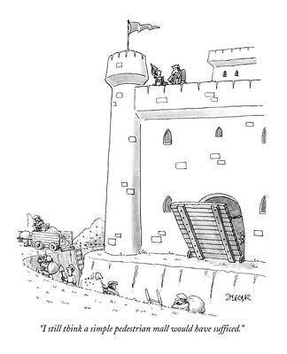 Simple Drawing - I Still Think A Simple Pedestrian Mall by Jack Ziegler