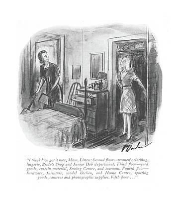 Curtain Drawing - I Think I've Got It Now by Perry Barlow