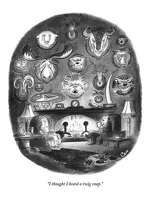 Stuffed Animal Wall Art featuring the drawing I Thought I Heard A Twig Snap by Charles E. Martin