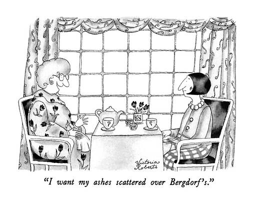 Two Women Discuss Ashes at Tea Drawing